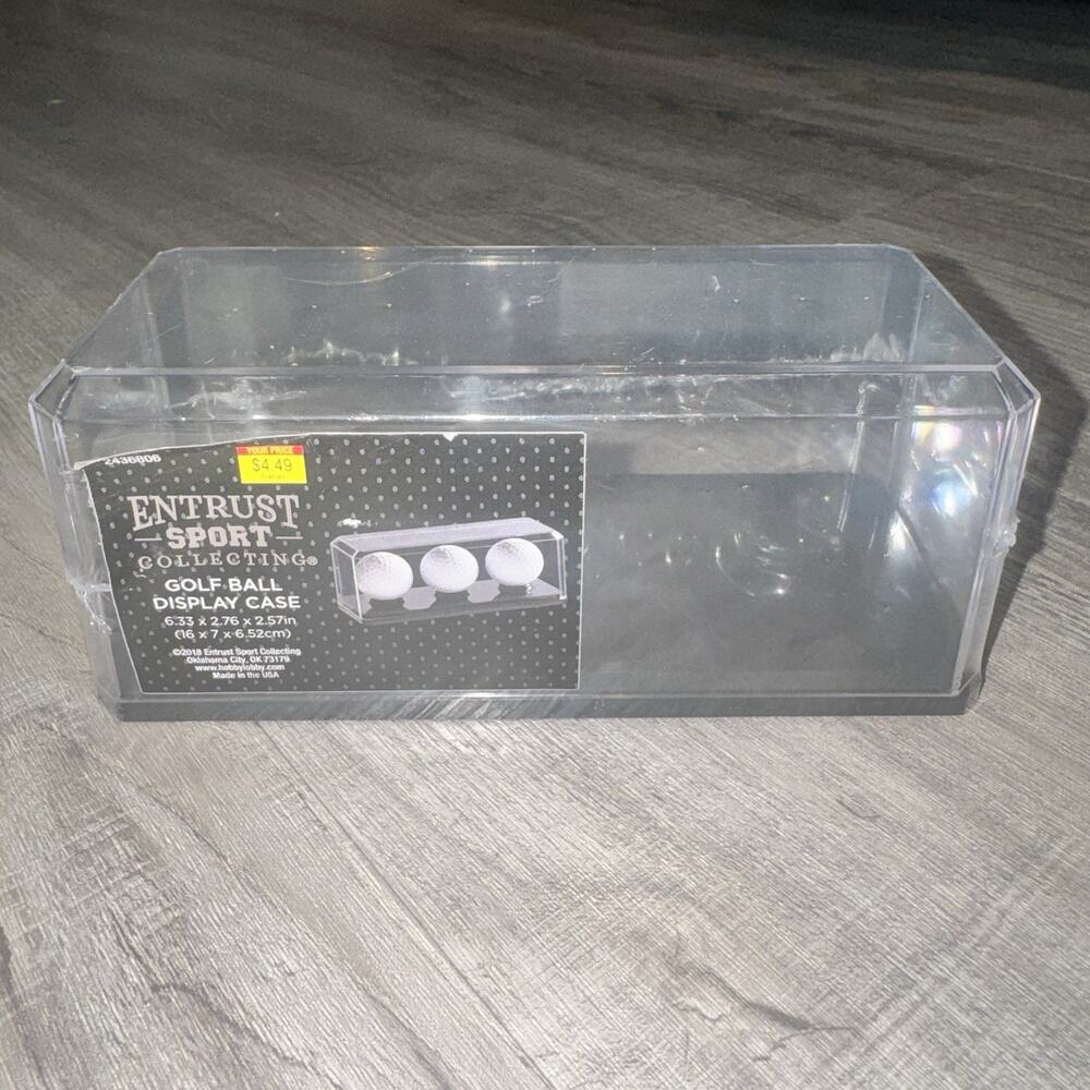 Hobby Lobby Entrust Sport Collecting Golf Ball Display Case Holds 3 Balls Clear